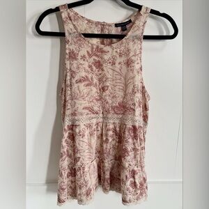 American Eagle Outfitters Floral Tank Top - Cream and Pink